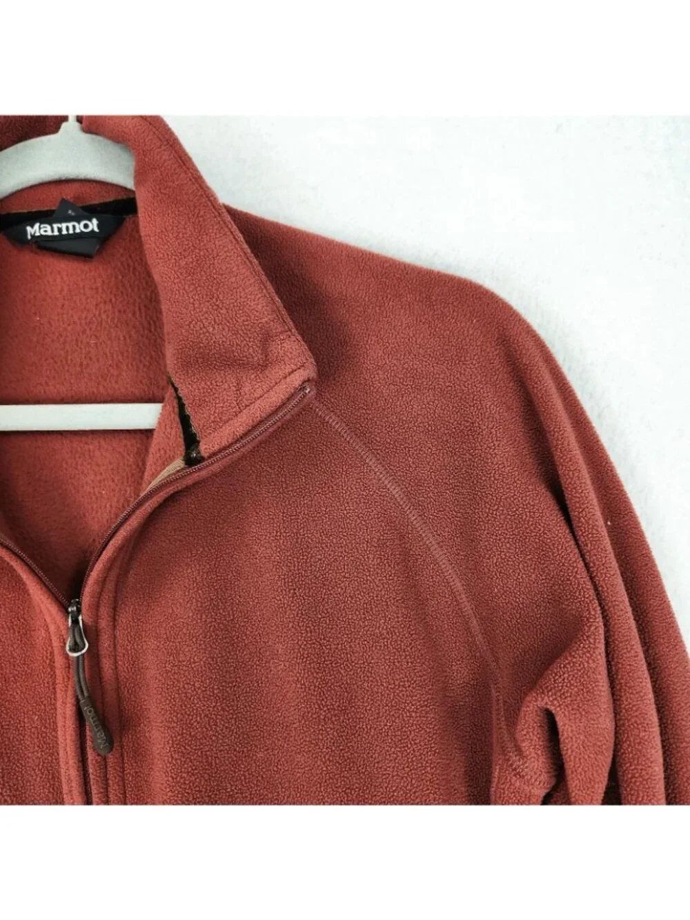 Marmot Sweater Womens Medium Burnt Orange Drop Line 1/4 Zip Fleece Pullover